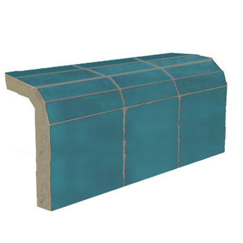 Mosaic House Moroccan tile Mosaic Flat Bullnose SpringRes L 28 Teal, blue, green   solid zellige, mosaic, zellij, bullnose, trim, glaze, quarter round 
